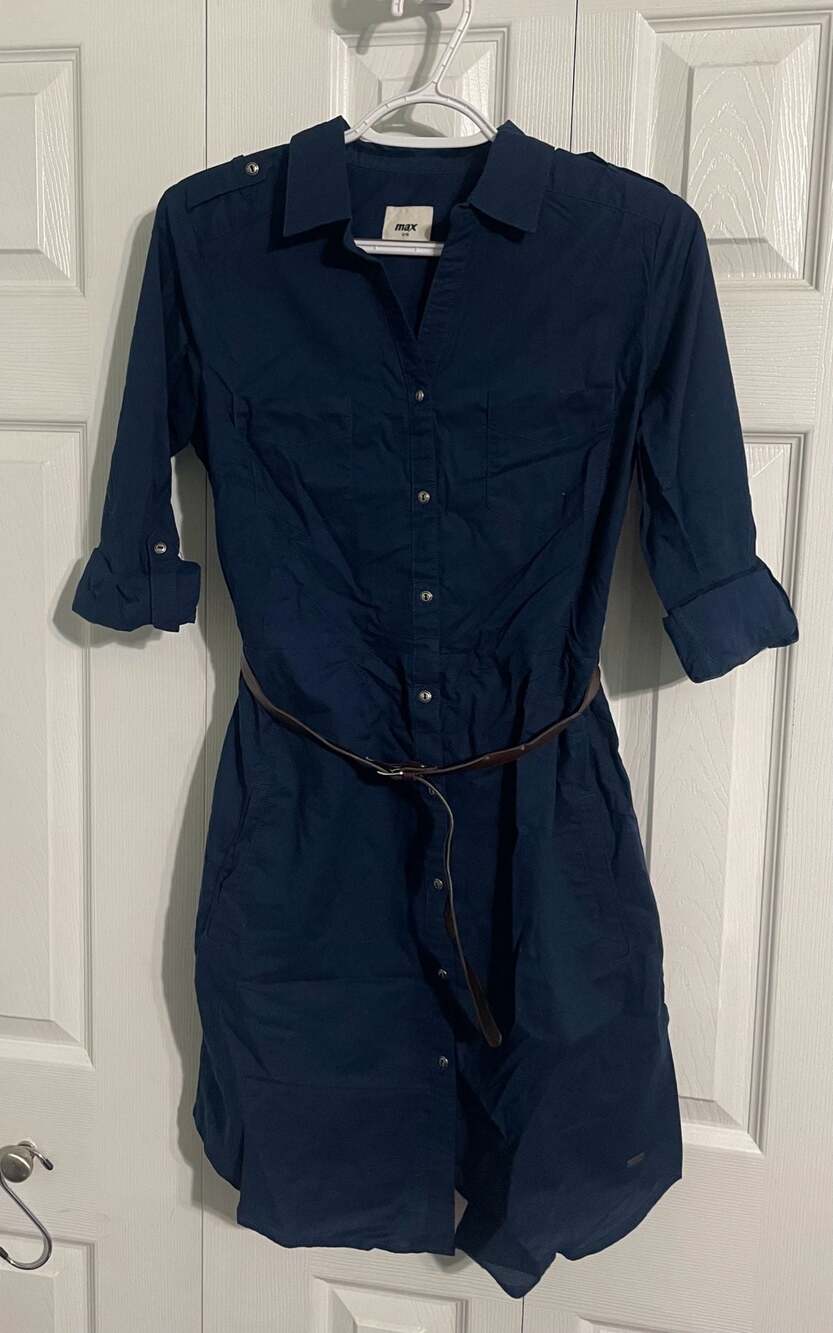 MAX Navy Blue Dress with Belt
